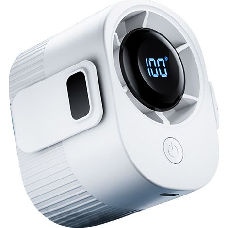 Ventilateur de taille portable USB à charge rapide, blanc, numérique, 100 réglages, idéal pour le camping, la randonnée et les activités de plein air. Format mini.-AquaForge