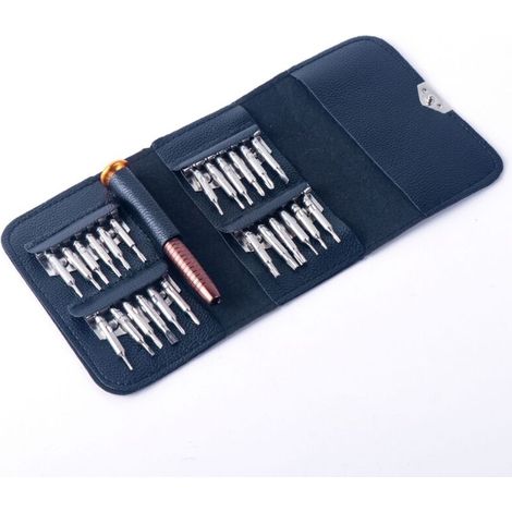 25-in-1 Mini-Präzisionsschraubendreher-Set, Reparaturwerkzeug für iPhone, Laptop, Uhr, Schmuck, Spielzeug, Brille usw. Inklusive Lederetui