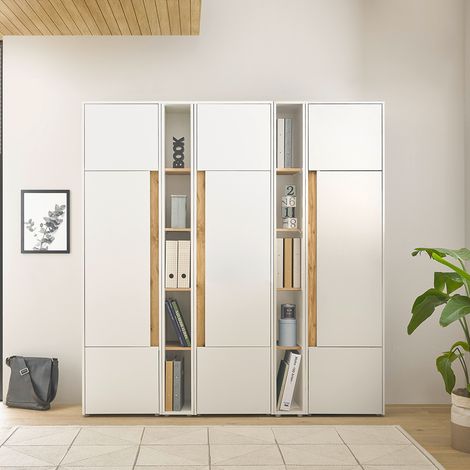 Stauraum Set weiß mit Eiche CRISP-61 modern 5-teilig (1/5)