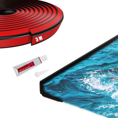 Joint d'étanchéité en silicone pour porte de douche, cuisine, plan de travail, barre anti-éclaboussures, noir, 3 m (1/5)