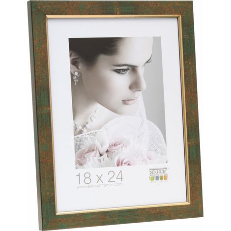 Cadre Photo avec Filet Bois Vert/Doré 30 x 40 cm (1/3)