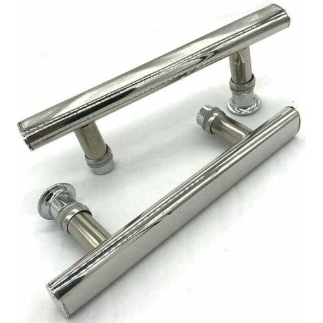 2x Chrome shower door handles, 145 mm center distance (1/3)