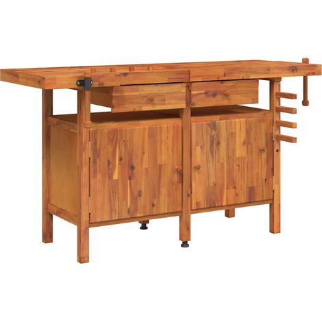 vidaXL Banco de trabajo cajones y tornillos banco madera 162x62x83 cm (1/2)