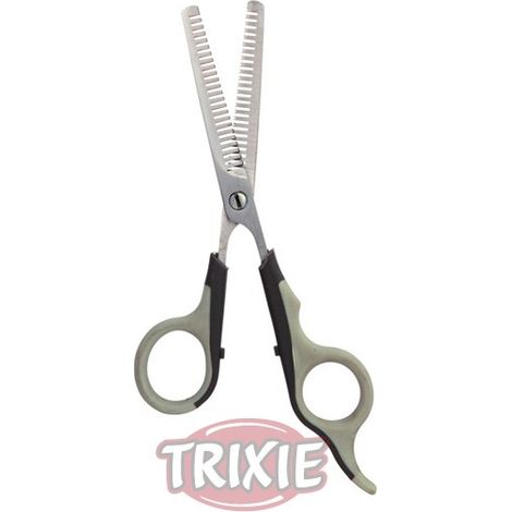 Tijeras de entresacar Trixie de acero inoxidable de doble punta, 16 cm
