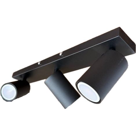 Plafonnier saillie LED 3X6W lineaire noir 442x106x70mm 3 spots orientables lampes GU10 2700K 450lm230V IK06 IP20 ORION LINE (1/4)