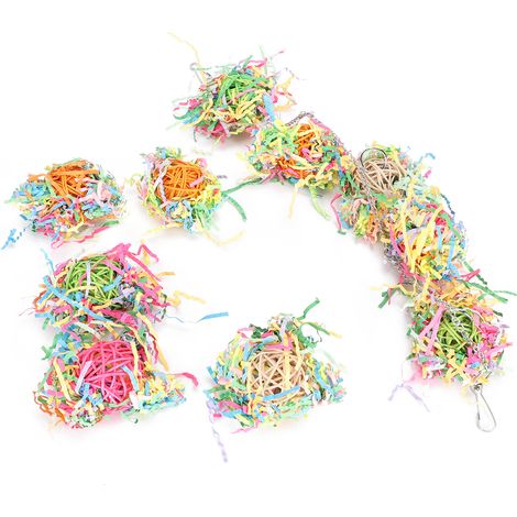 Cage suspendue pour oiseaux, 10 pièces, jouets avec chaîne, perroquets, jouet à mâcher, accessoire, mélange de couleurs (1/5)
