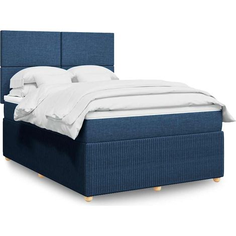 vidaXL Sommier à lattes de lit avec matelas Bleu 160x200 cm Tissu (1/5)