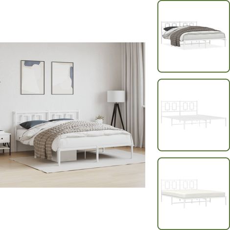 vidaXL Estructura cama sin colchón con cabecero metal blanco 150x200cm (1/5)