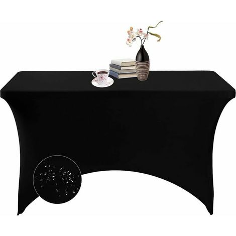 MINE Housse pour mobilier de jardin Housse de table imperméable en spandex de 4 pieds pour fête, mariage,banquet et événements (noir) thsinde (1/5)