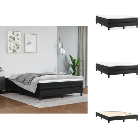 Bettgestell Schwarz 140x200 cm Kunstleder - Schlafzimmermöbel - Bettgestell - Doppelbett - Kunstlederbett - Schwarzes Bett (1/5)