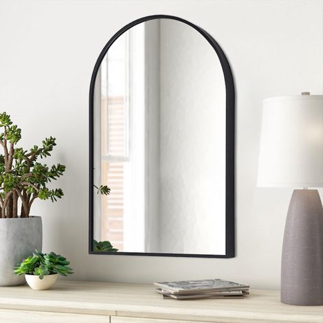 Black 70cm Aluminum Arched Wall Mirror (1/5)