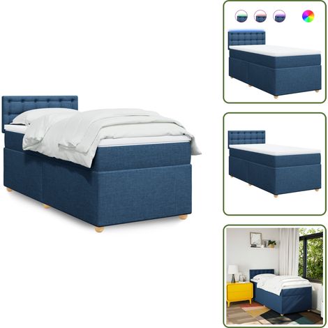 Boxspringbett mit Matratze Blau 80x200 cm Stoff - Boxspringbett - Doppelbett - Schlafsystem - Liegefläche 80x200 Cm - Bettenrahmen Blau (1/5)