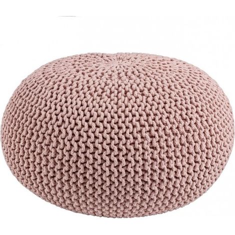 Poltrona Pouf "Intreccio" per interno, con rivestimento in cotone da Ø80x35h cm -Blush / 80 cm (1/5)