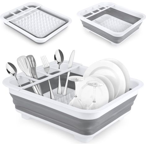 Egouttoir Pliable, Égouttoir à Vaisselle Pliable Plateau de Rangement, Egouttoir Vaisselle Plastique pour Cuillères, Fourchettes et Assiettes (1/5)