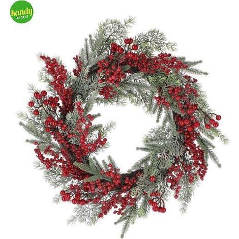 Corona natalizia "Trixy" con bacche rosso in polistirolo per decorazioni natalizie