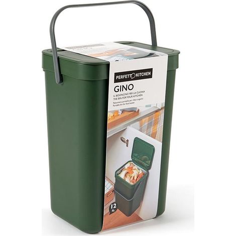 Perfetto 29125 bidone per la spazzatura 5 L Rettangolare Nero, Verde (1/5)