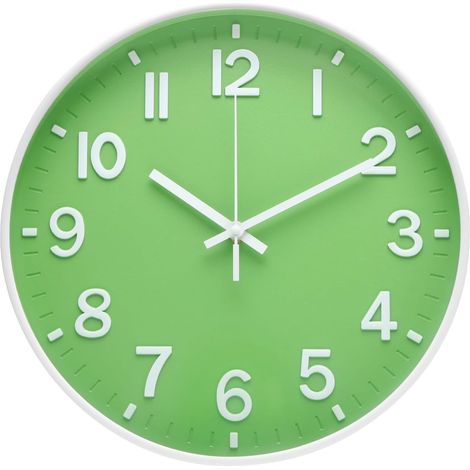 Horloge Murale 12 pouces Vert Moderne Simple Décorative Horloge Quartz Silente Non-Ticking Ronde Batterie Fonctionnée Horloge (1/5)