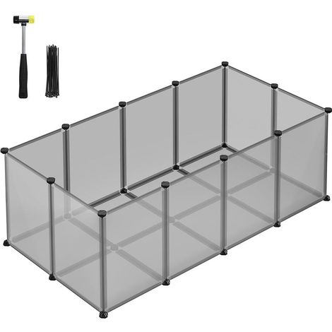 Parc modulable pour petits animaux intérieur 125 x 63 x 42 cm en plastique gris (1/4)