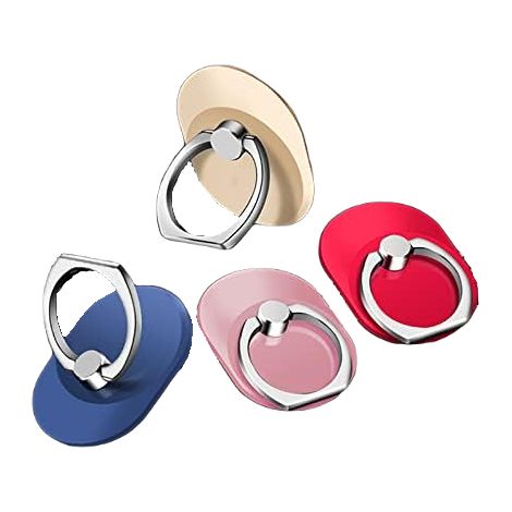 4 anelli adesivi per cellulare, colori oro, rosa, rosso e blu (1/5)
