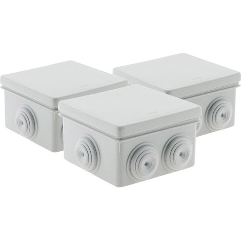 Zenitech – Lot de 3 boîtes de dérivation étanches carrées 80x80x40mm – Indice de protection IP55 – Entrées de câbles sans découpe – Couvercle avec filin de maintien