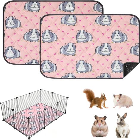 2 Pièces Tapis Pipi pour Cochons d'Inde Tapis Absorbant Cage Animaux Lavables Petits Animaux Tapis Absorbant l'urine pour Lapins, Hamsters, Chiots (1/5)