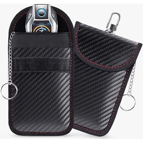 Etui Anti RFID Signal Faraday Pochette Sac, Lot de 2 Pochettes Blocage Signal pour Clé Voiture en Fibre de Carbone (1/5)
