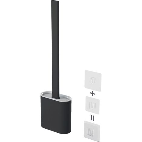 Loo Brush Toilet Brush Set, Compact Household Toilet Cleaning Tool, TPR Bristles Deep Cleaning Will not Harm the Toilet Surface (long Handle) Wall-mounted ( Color : Black ) (1/5)