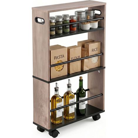4 shelf wood look trolley with handles 229384425 (1/5)