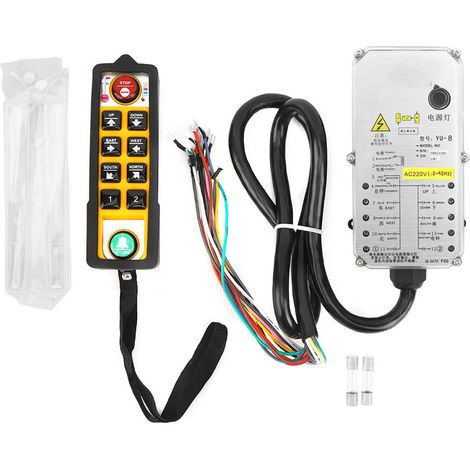 Télécommande industrielle pour palan électrique YU-8AC220V, poignée unique, résistante à l'eau, à la poussière et aux intempéries, commande à distance 220V, usage professionnel en atelier et chantier (1/5)