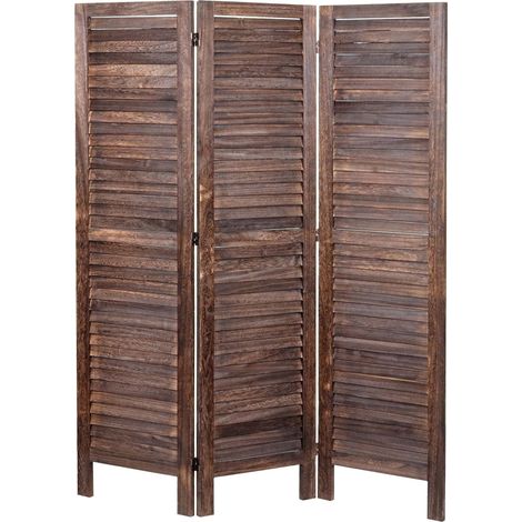 Paravent HHG-519, Trennwand Sichtschutz Raumteiler, Shabby-Look 170x120cm braun (1/5)