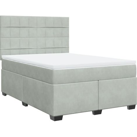 Maison Exclusive - Cama box spring con colchón terciopelo gris cl (1/5)