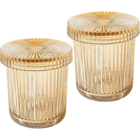Paquet de 2 porte-écouvillons en verre,-Ambre avec couvercle (1/2)