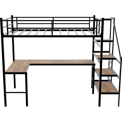 GagaLit mezzanine avec bureau en L 90x190 cm noir (1/5)