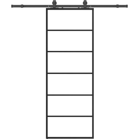 Maison Exclusive - Schiebetür mit Beschlag Schwarz 76x205 cm ESG-