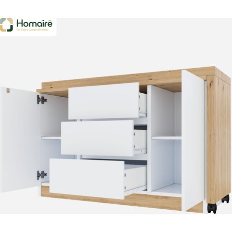 Mobilier de bureau blanc avec rangement en tissu 120 x 50 x 76,5 cm HOMAIRE (1/5)