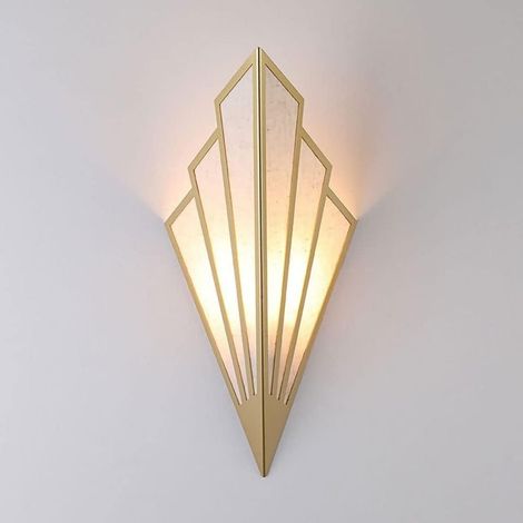 Applique murale en fer forgé avec abat-jour en lin, lampe murale créative pour salon, applique murale en forme de diamant (1/5)