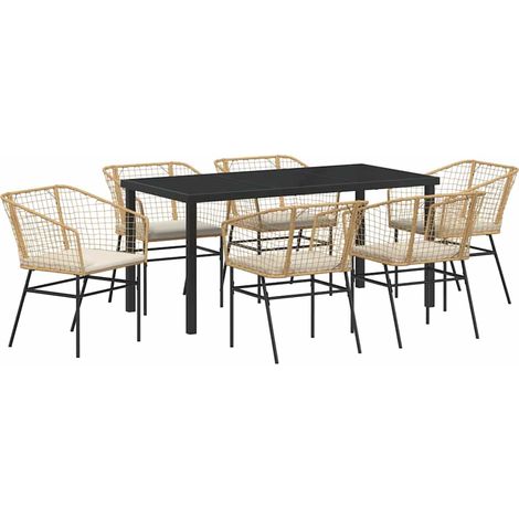 Maison Exclusive - Garten Essgruppe 7 pcs Braun Poly-Rattan (1/5)