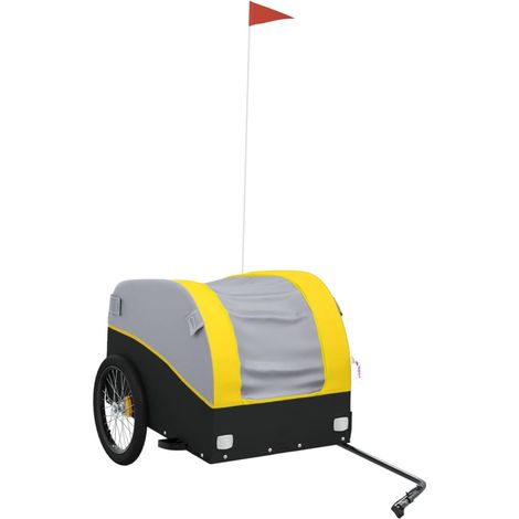 Remorque pour vélo noir et jaune 45 kg fer CFW56701 (1/5)