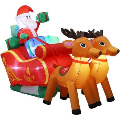 Babbo Natale gonfiabile su slitta con renne StarryLights 135 x 180 cm (1/4)