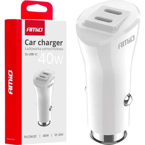 Caricabatterie da auto 2x USB-C 40W amio-03884 (1/5)
