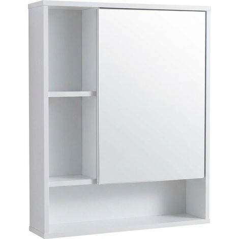 Pensile Bagno Specchio Salvaspazio Mobile Pensile Legno 60x16x75 cm