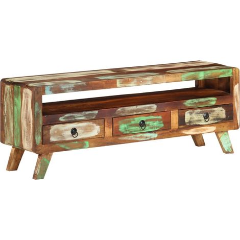 TV-Schrank Mehrfarbig 110x30x40 cm Altholz Massiv
