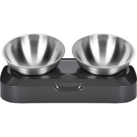 Gamelle surélevée pour chat en acier inoxydable 400ml – Bol double avec angle d'alimentation réglable – Facile à nettoyer – Dimensions 291x141x87mm – Fuienko