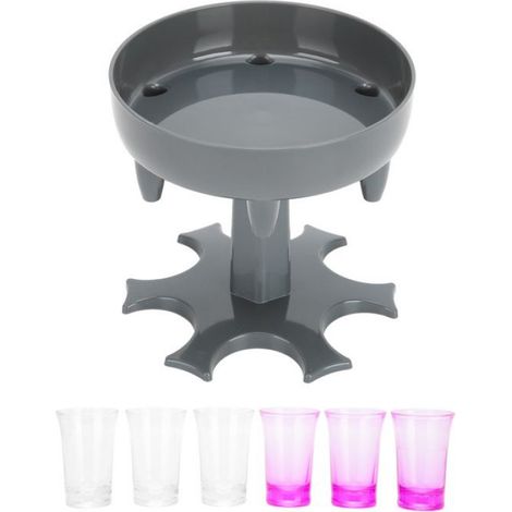 Distributeur de 6 verres à shot, support pour verres à vin, distributeur de boissons, accessoires de bar, gris (1/5)