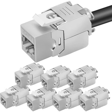 RJ45 CAT 7 Female Keystone Module RJ45 Female LAN Cable 10Gbps to 1000MHz AWG 22-24 Toolless LSA Fully Shielded STP Recessed Plug RJ45 Female Terminal Cut Terminal for Patch Panel and (1/5)