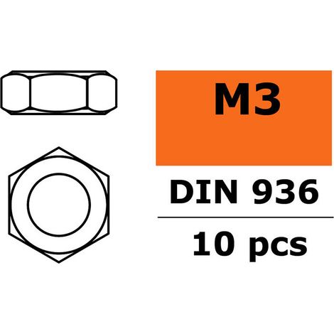 Revtec - Hexagon Nut M3 - Low Profile - Galvanized Steel - 10 pcs