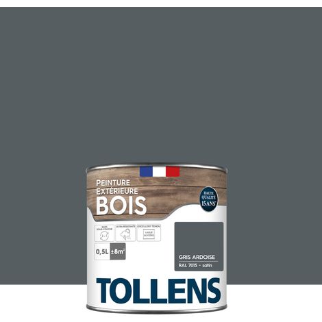 Tollens – Peinture bois extérieur satin ultra résistante 0,5L – Couverture 8m² – Pour bois dur et teck – Résiste aux intempéries et U.V.