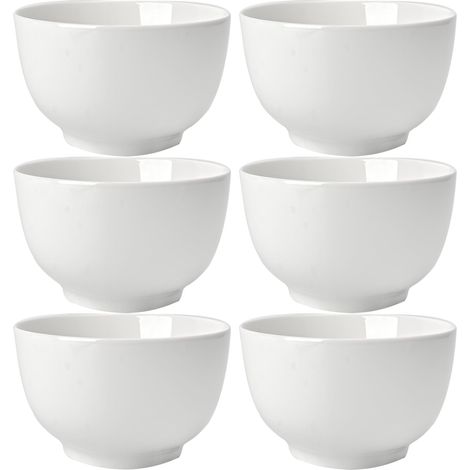 Lot de 6 bols à céréales de 15,2 cm, bols à soupe en céramique blanche à rayures de 793,8 g pour cuisine, lave-vaisselle et micro-ondes, polyvalents en porcelaine pour soupe, céréales (1/5)