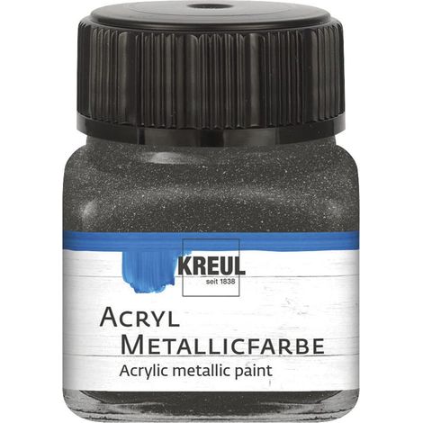 Peinture acrylique métallisée, 20 ml verre anthracite, peinture acrylique à effet métallique à base d'eau, couvrante et crémeuse, séchage rapide et résistante à l'eau (1/4)