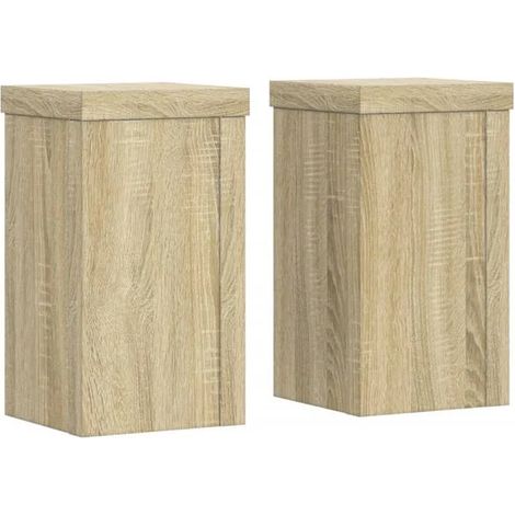 Supports pour plantes, 2 unités, bois d'ingénierie en chêne Sonoma (1/5)